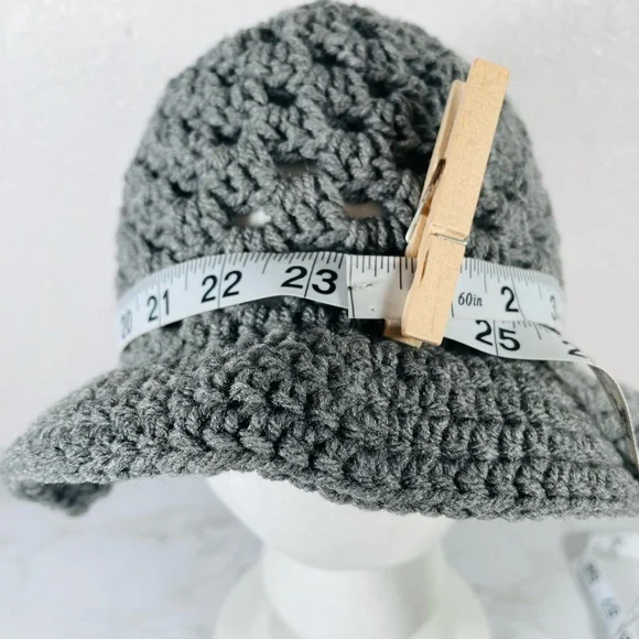 Gray Crochet Bucket Hat - Picture 5 of 7